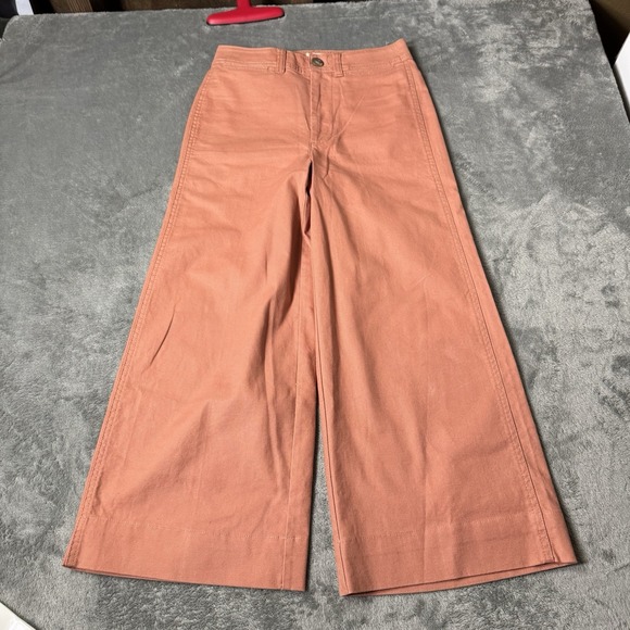 MADEWELL Emmett Wide-Leg Crop Pants Orange Denim Size 24 (26x22.5) Boho Sailor - Picture 1 of 11
